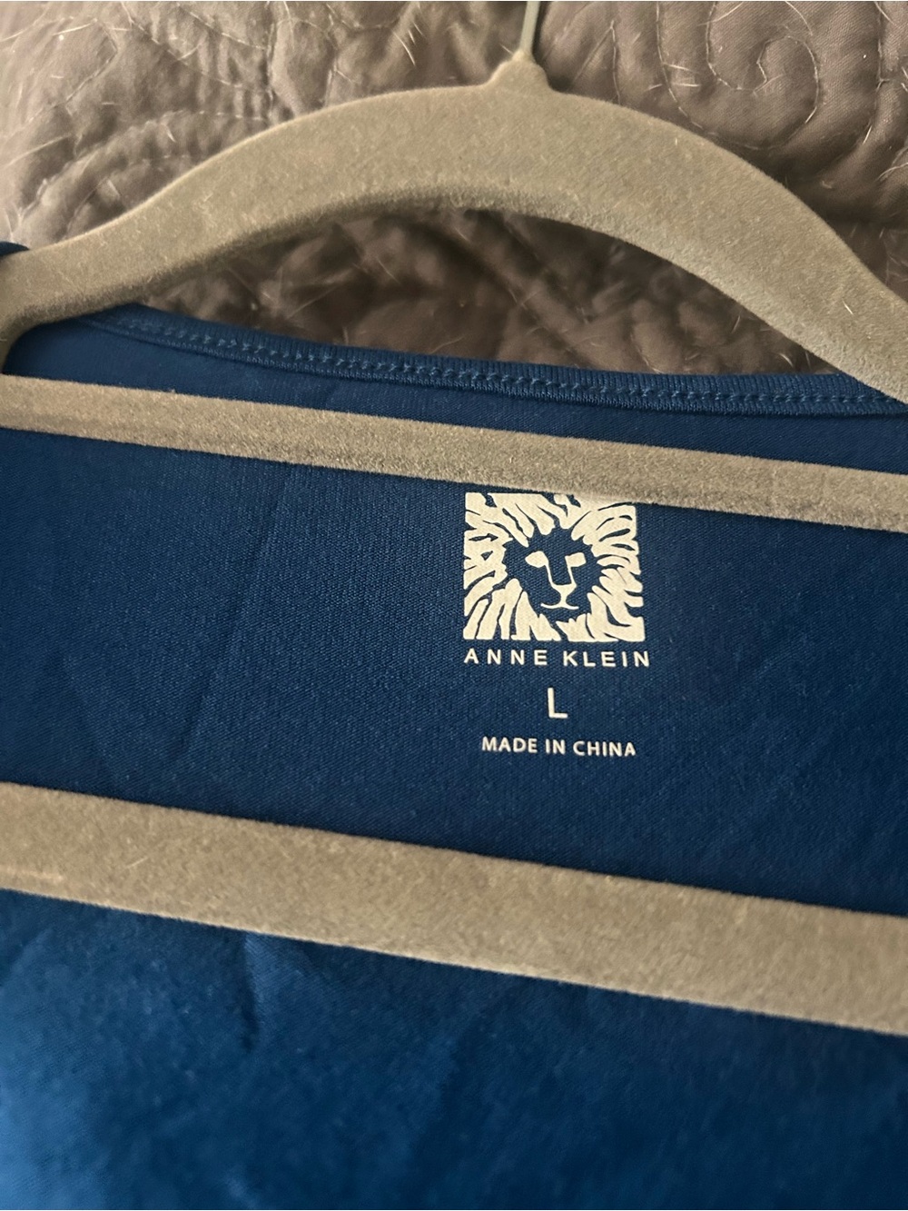 Anne Klein Blue Long-Sleeve Draped Wrap Top - Picture 3 of 4